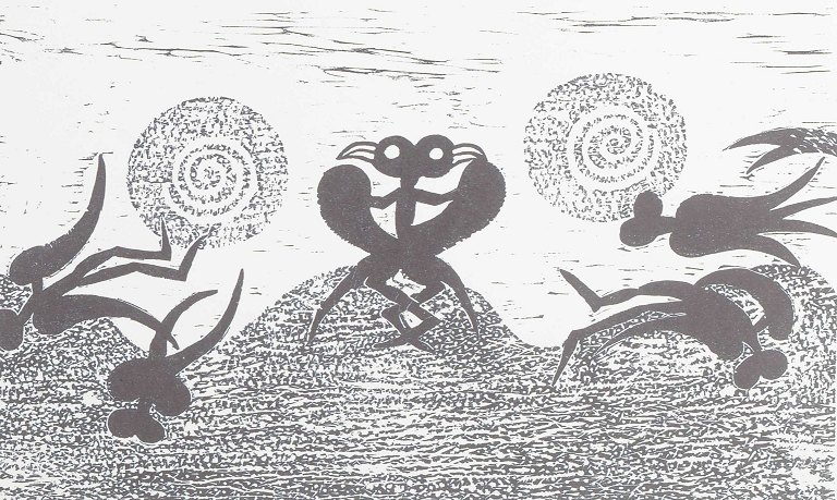 Mogens Zieler (1905-1983) – Serigrafi med fabulerende figurer