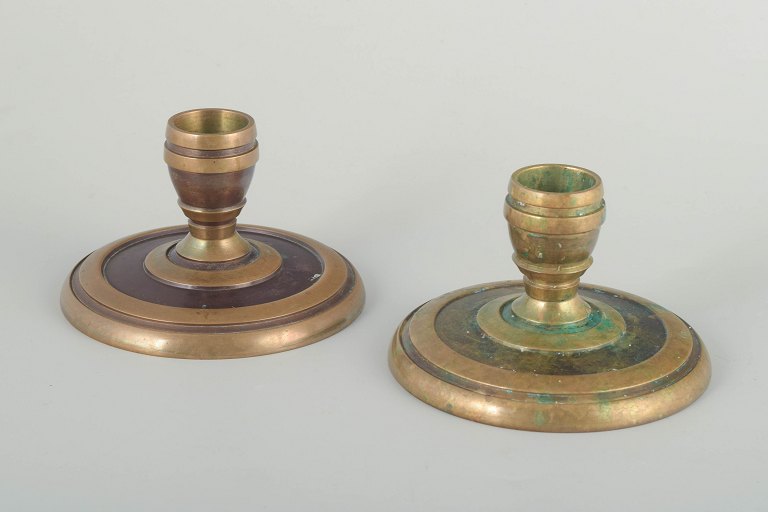 CAWA, Denmark.
Pair of brass candlesticks, Art Deco, 1940s.