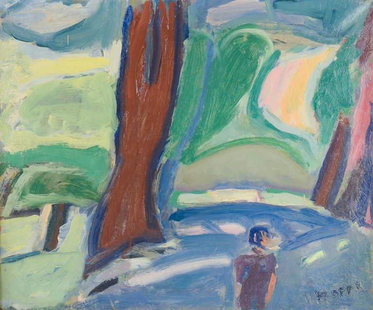 Erik Hoppe (1896–1968)Parti fra Søndermarken.Olie på lærred. Ca. 1930’erne.