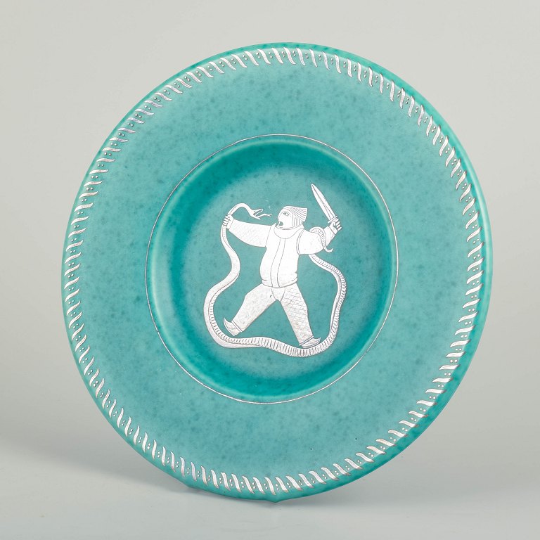 Willhelm Kåge for Gustavsberg“Argenta” series, mythological motif, mid-20th century.
