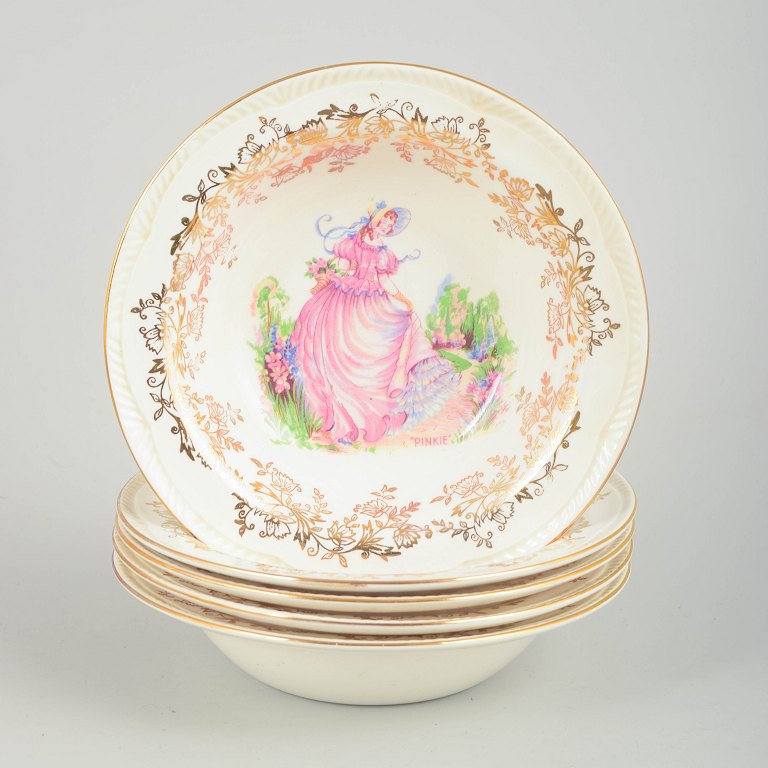 Royal Alma, England, sæt med 5 skåle, ca. 1930’erne.