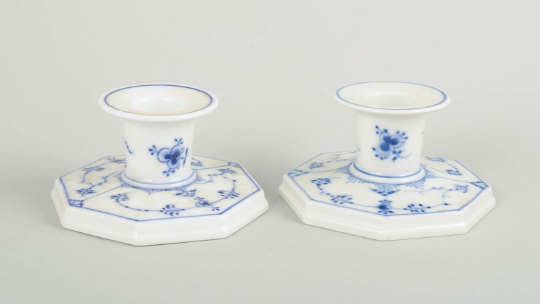 Royal Copenhagen Musselmalet Riflet, par lysestager.