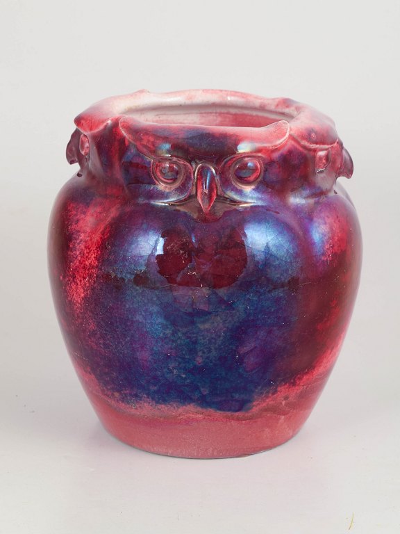 Karl Hansen Reistrup for Kähler, owl vase. Luster glaze.