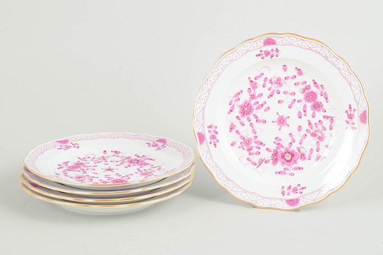 Meissen, "Pink Indian" sæt af fem frokosttallerkener.