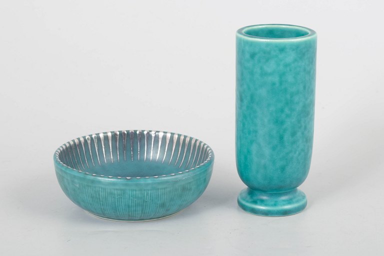 Wilhelm Kåge for Gustavsberg, sæt af to Argenta, vase og skål.