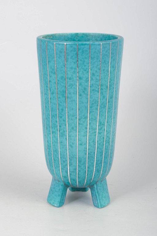 Wilhelm Kåge for Gustavsberg, stor trefodet Argenta vase.