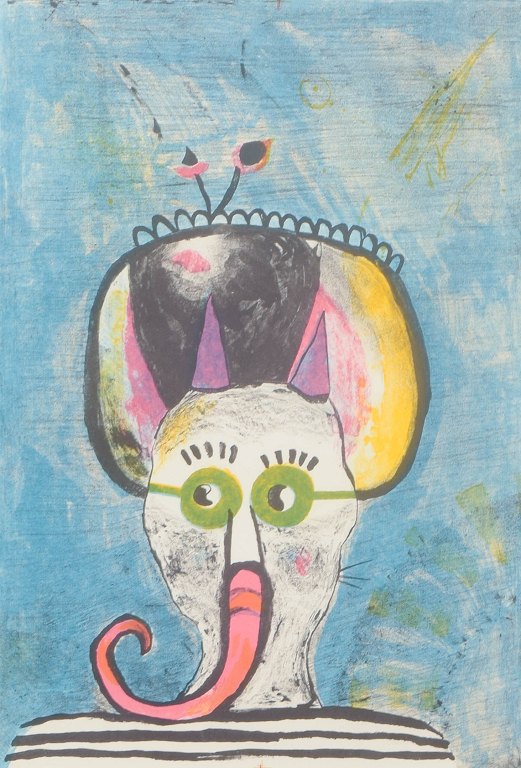 Wojciech Kwaśniewski, “Devil”, colour lithograph, listed Polish artist.