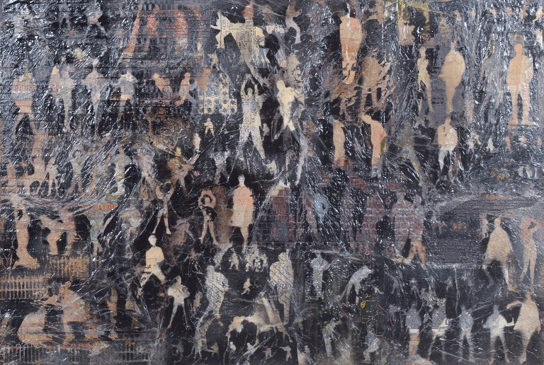 Maria Roclore, mixed media on board, listed French visual artist.